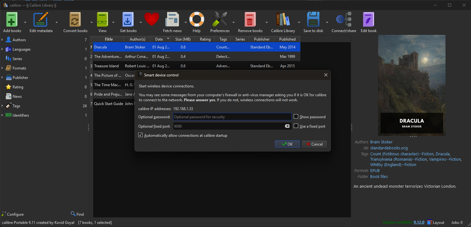 Step 2: Note Calibre IP address and port number